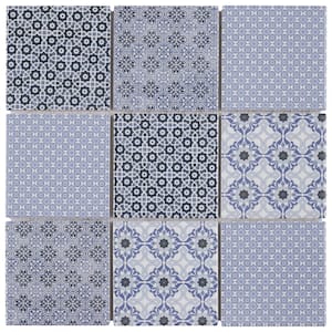 Classico 4 in. Blue 11-5/8 in. x 11-5/8 in. Porcelain Mosaic Tile (9.97 sq. ft./Case)