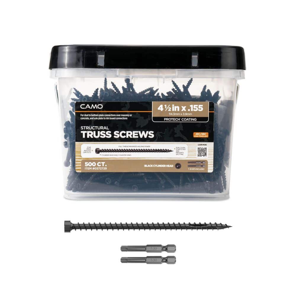 0.155 in. x 4-1/2 in. Black Star Drive Truss Head Structural Wood Screw-Protech Exterior Coated (50-Pack) price history on PriceWatchPro
