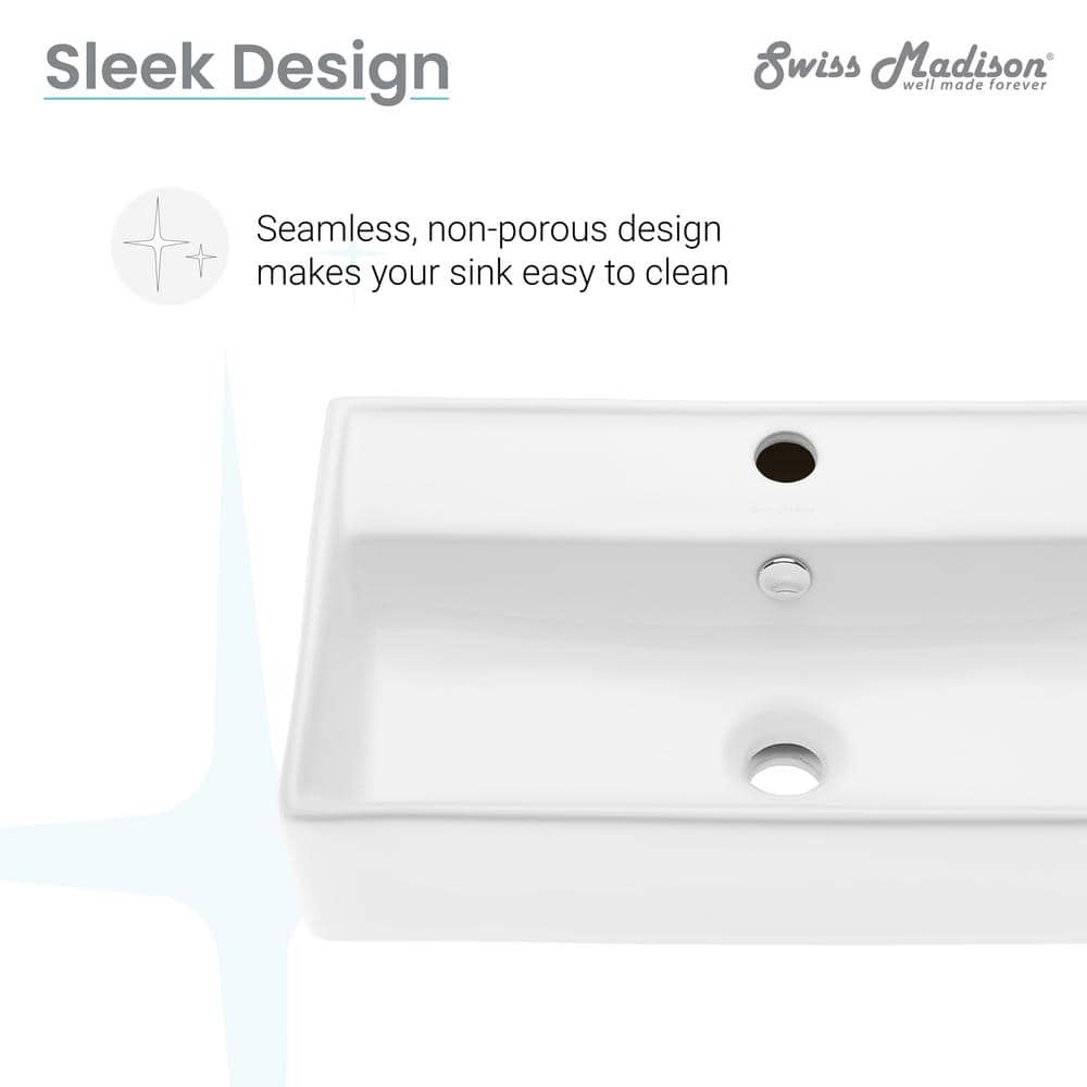 Claire 22" White Ceramic Wall-Mount Bathroom Sink