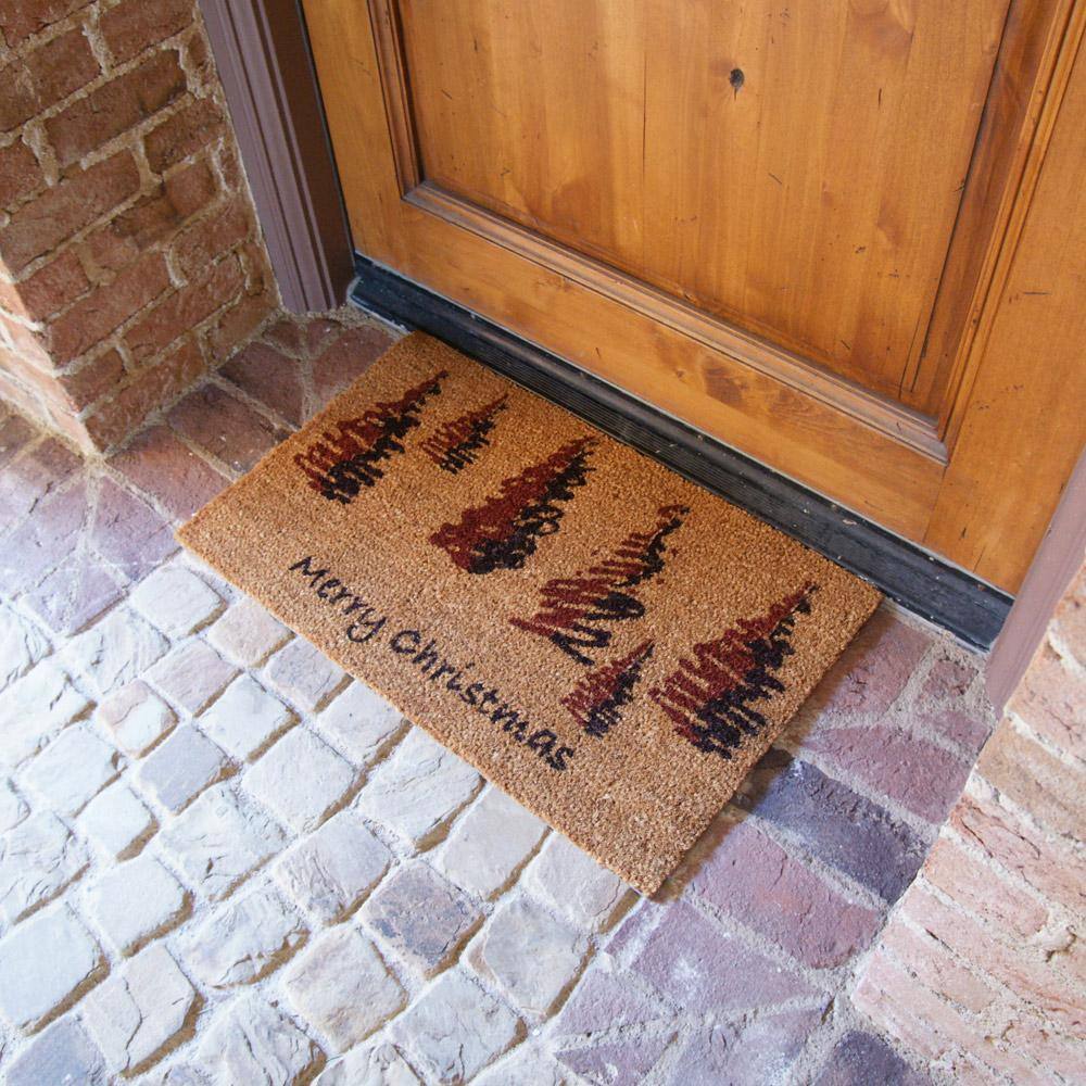 Merry Christmas Coir Fiber Outdoor Doormat with PVC Backing