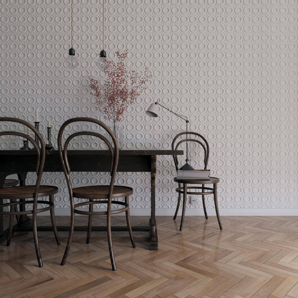 White Geometric Textured 3D PVC Wall Panels, 50-Pack