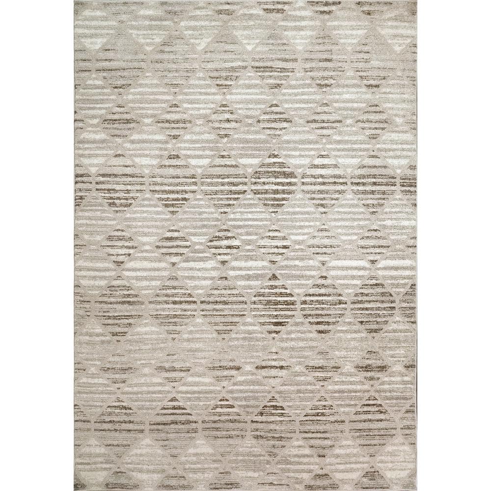 Dynamic Rugs Momentum Ivory/Grey/Taupe 2 ft. 2 in. X 7 ft. 7 in. Geometric Indoor/Outdoor Area
