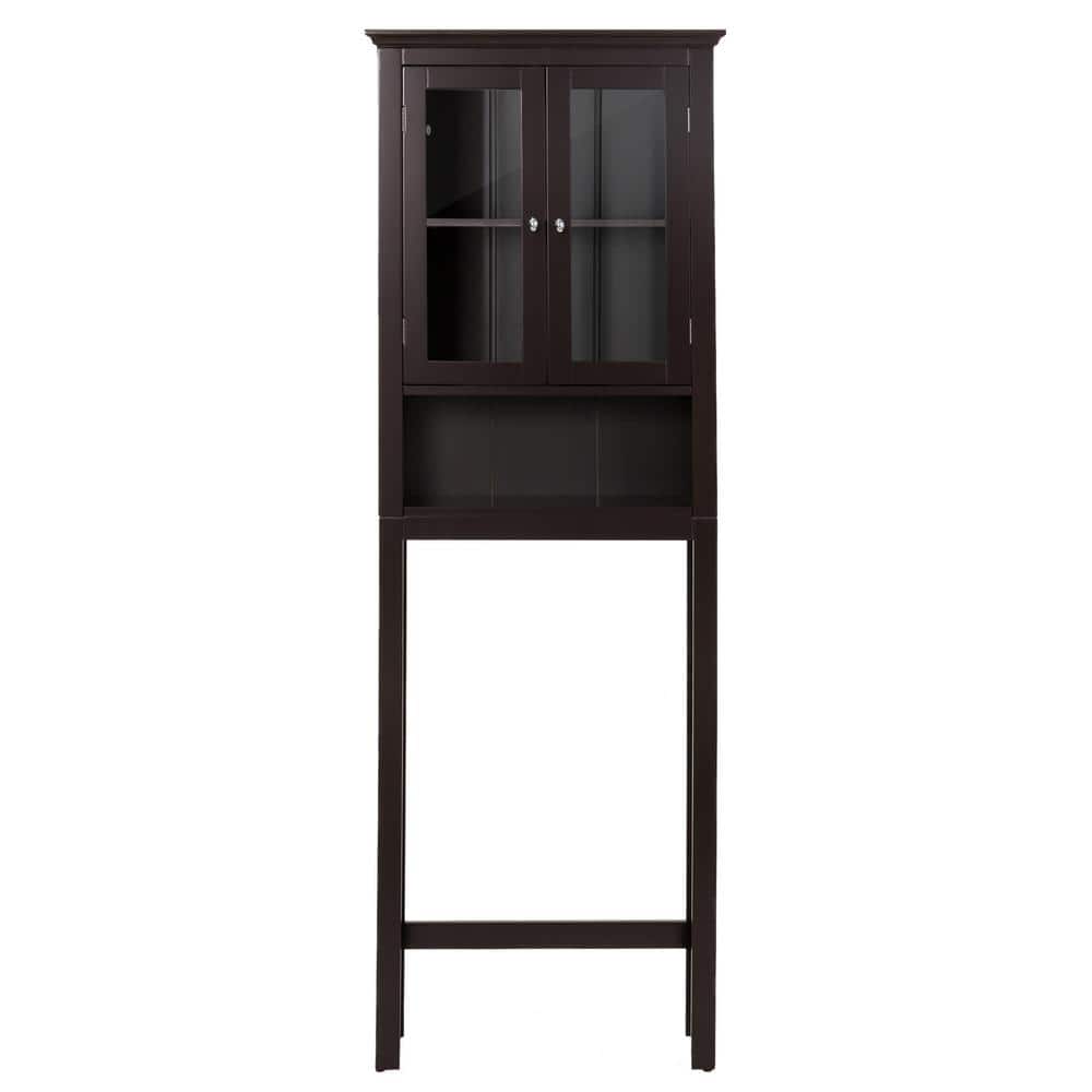 Glitzhome 24 in. W x 68.26 in. H x 7.5 in. D Espresso OvertheToilet