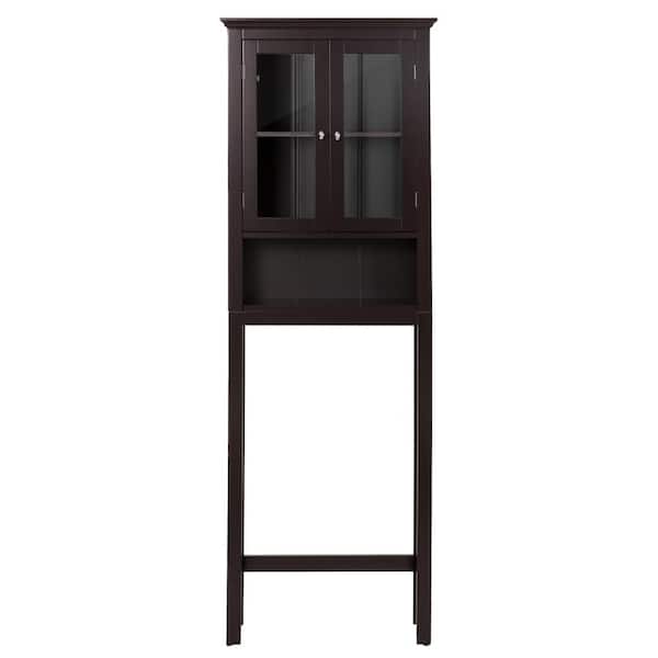Glitzhome 24 in. W x 68.26 in. H x 7.5 in. D Espresso Over-the-Toilet Storage