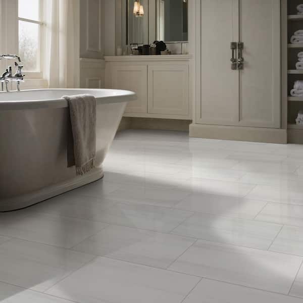 Bianco Dolomite 24 in. x 48 in. Polished Porcelain Stone Look Floor and Wall Tile (16 sq. ft. /Case)