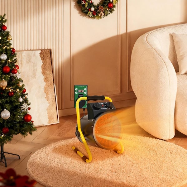 Greenhouse Heater w/Thermostat 1500 W 13.4 in. Electric Indoor Ceramic Space Heater Radiant w/ Overheat Protection,Black