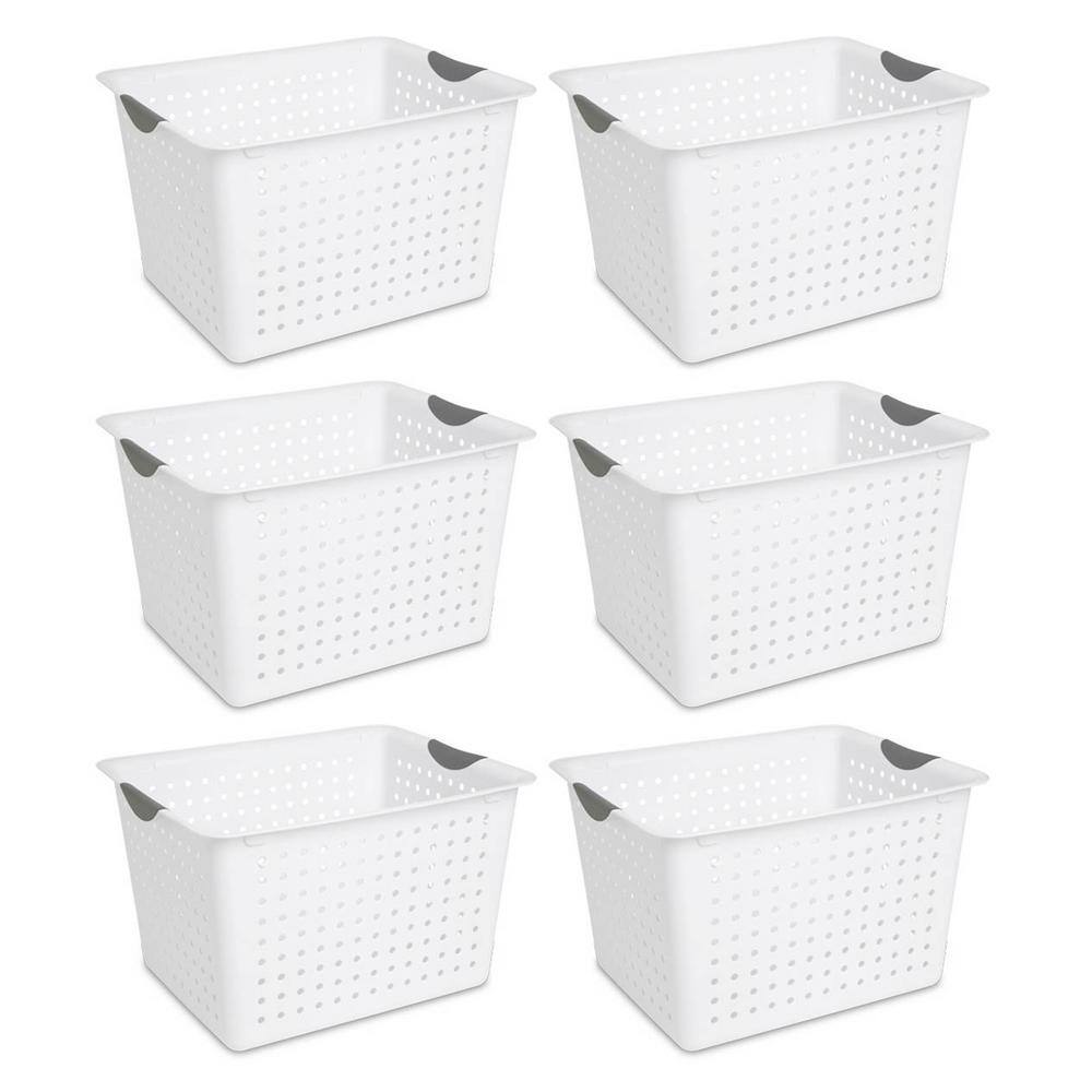 Sterilite Corporation 6-Pack 13.12-in W x 10-in H x 16-in D White Plastic  Stackable Basket in the Storage Bins & Baskets department at