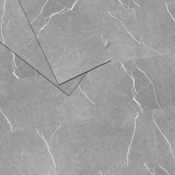 Gray Marble 6 MIL x 12 in. W x 24 in. L Vinyl Plank Flooring, Peel and Stick Flooring, Water Resistant (60 sq.ft./case)