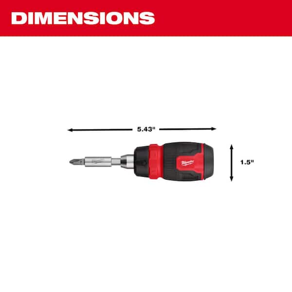 Milwaukee - 8-In-1 Ratcheting Compact Multi-Bit Screwdriver