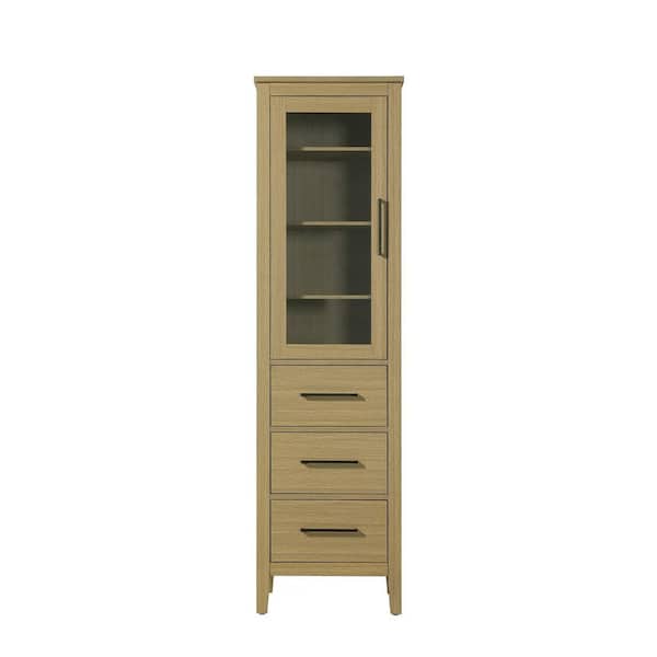 20 in. W x 18 in. D x 72 in. H Honey Brown Freestanding Linen Cabinet