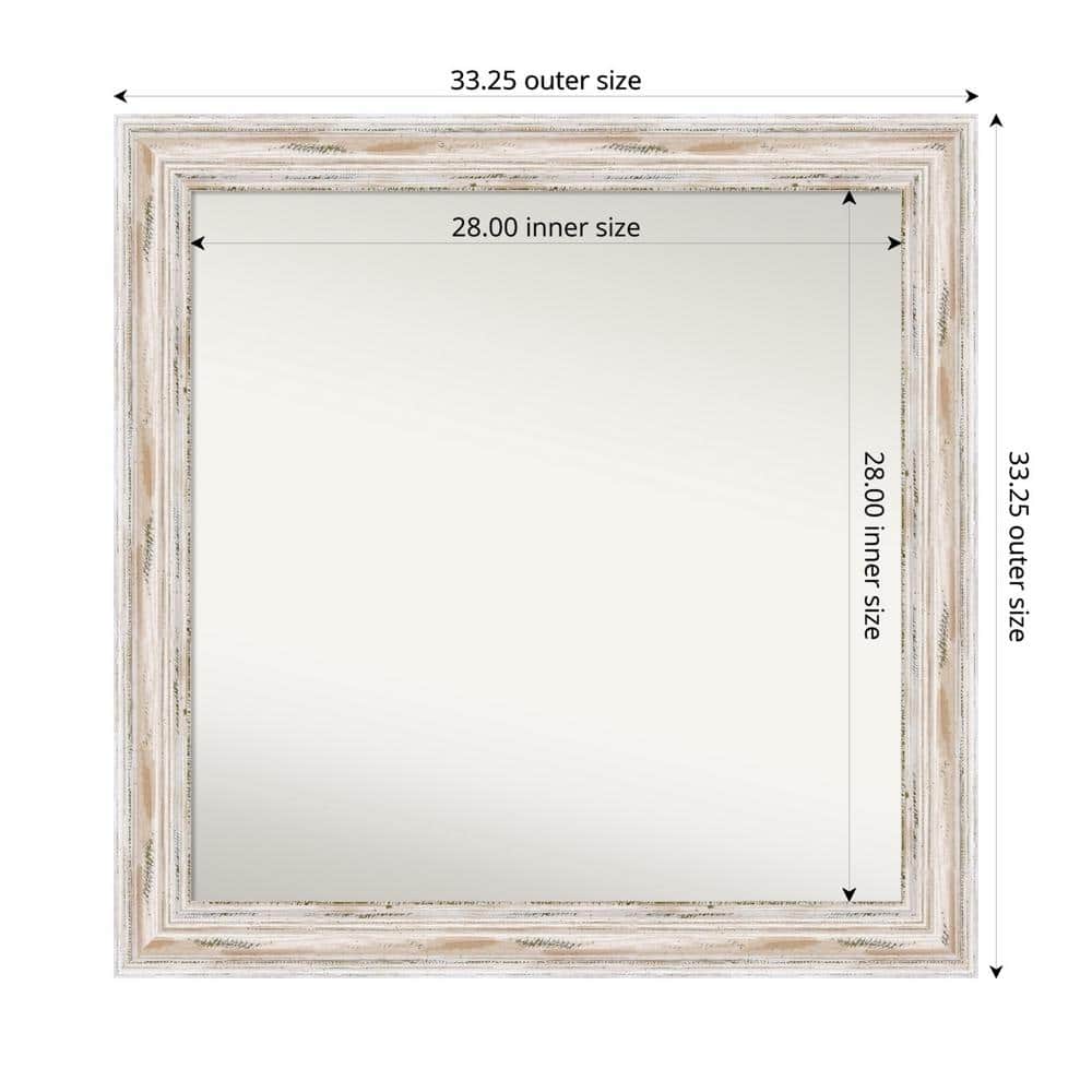 Alexandria Whitewash 33.25 in. x 33.25 in. Custom Non-Beveled Wood Framed Bathroom Vanity Wall Mirror price history on PriceWatchPro