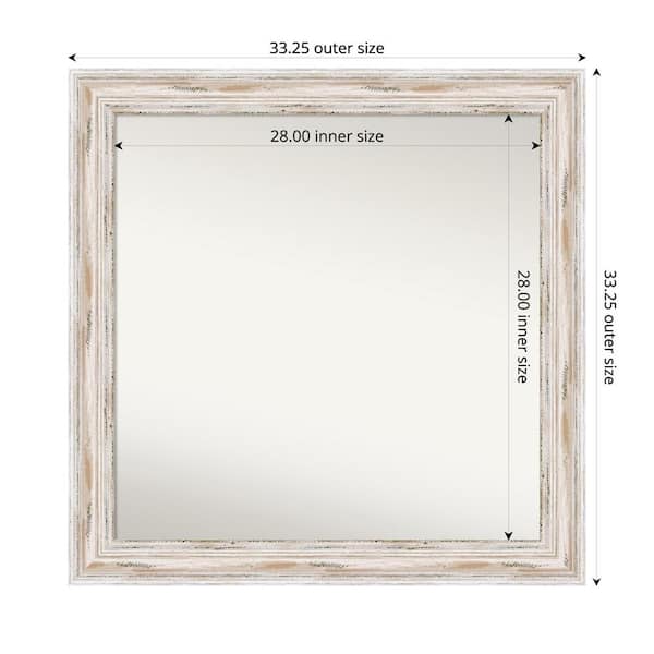 Amanti Art Alexandria Whitewash 33.25 in. x 33.25 in. Custom Non-Beveled Wood Framed Bathroom Vanity Wall Mirror