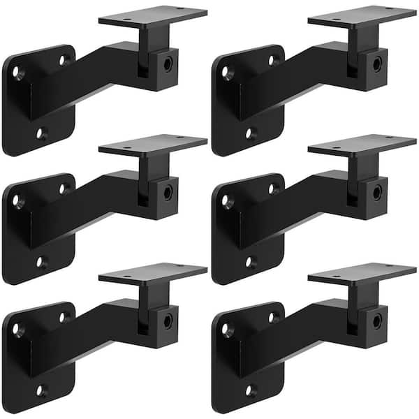 6 in. Adjustable Stainless Steel Handrail Bracket for Staircase Offices Living Rooms, Black (4-Pack)