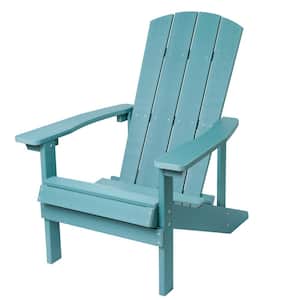 1-Piece Blue Plastic Adirondack Chair Weather Resistant Plastic Fire Pit Chairs