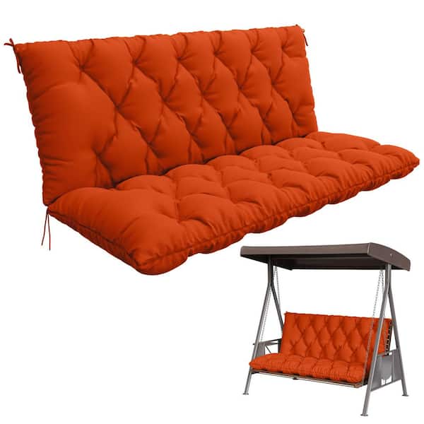 60 in. x 40 in. 2-3 Seater Patio Contoured Replacement Bench Cushion Outdoor Porch Swing Cushion Cushion Orange