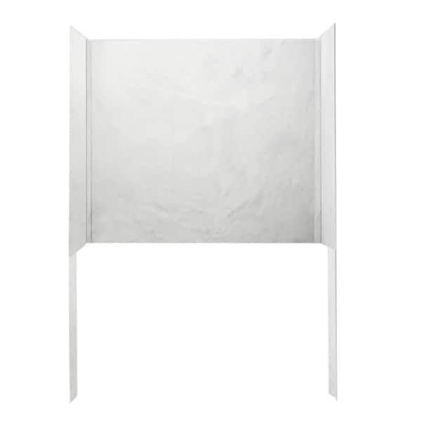 Swan 36 in. x 62 in. x 48 in. 7-Piece Easy Up Adhesive Alcove Tub Surround in Ice
