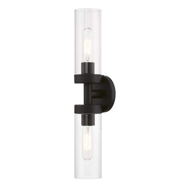AVIANCE LIGHTING Hastings 19.25 in. 2-Light Black ADA Vanity Light with Clear Glass