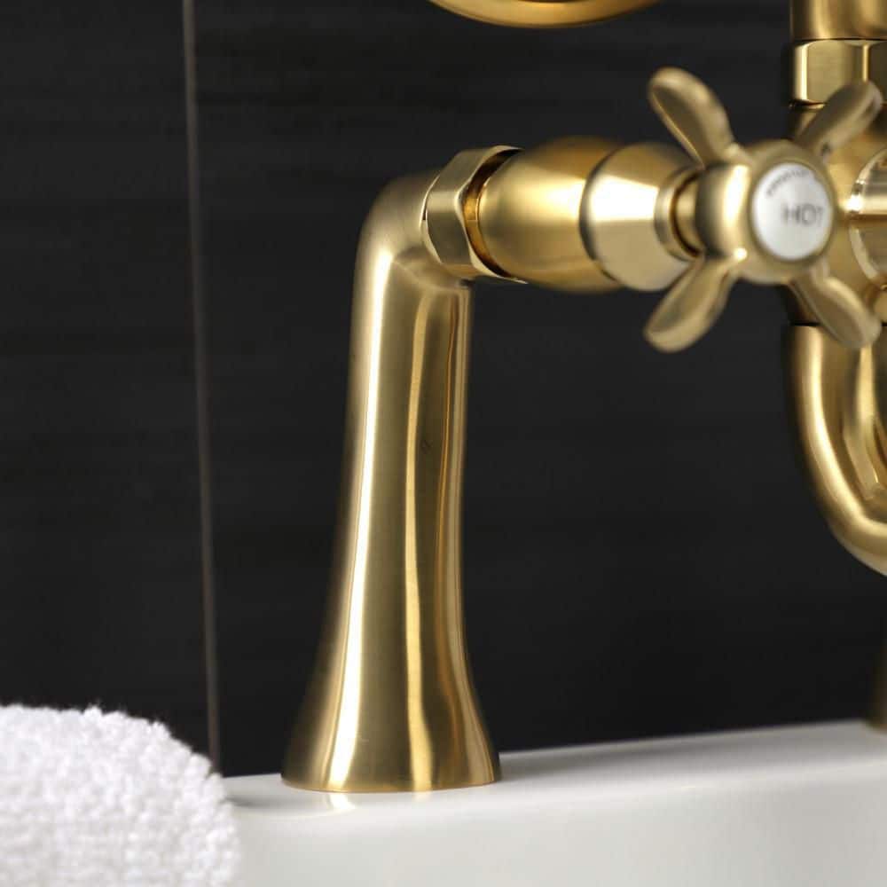 Brushed Brass Deck Mount Clawfoot Tub Faucet with Hand Shower