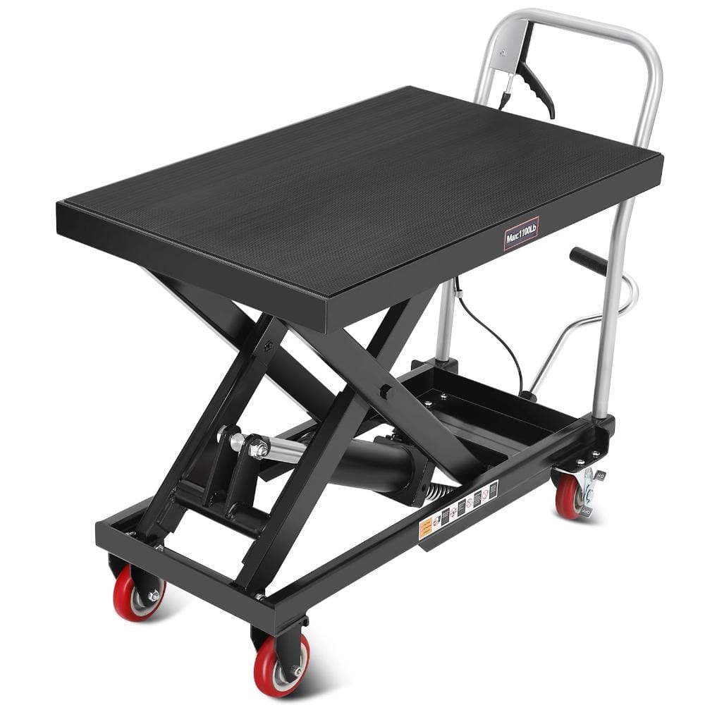 Hydraulic Single Scissor Lift Table Cart with Adjustable Height, Non-Slip Surface, Lockable Wheels, Workshop, Warehouse price history on PriceWatchPro