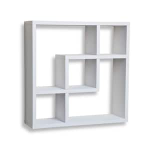 Contempo 18 in. W x 18 in. H White MDF Geometric Square Wall Shelf with 5-Openings