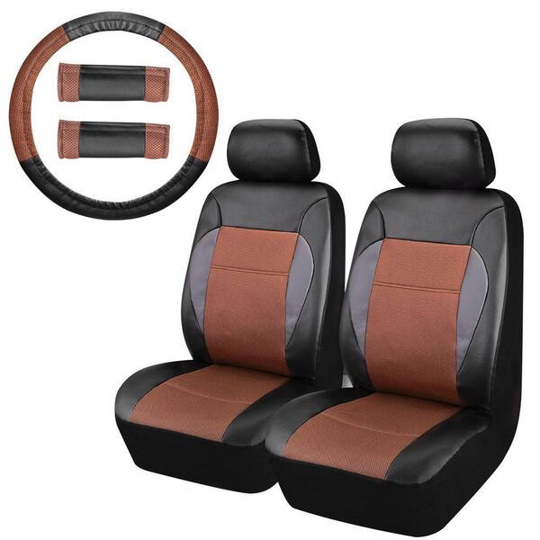 Unbranded 47 in. x 23 in. x 1 in. PU Front Universal Car Seat Covers Leather Seat Covers For Car, SUV, Truck or Van (8-Piece)