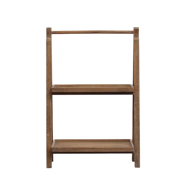 Storied Home Natural Folding 2-Tier Fir Wood Shelving Unit Stand and Storage 21.25 in. W x 31.87 in. H x 12.5 in. D