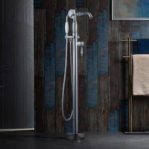 Single-Handle Freestanding Tub Faucet with Hand Shower in Chrome