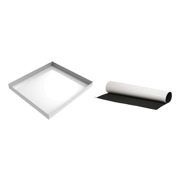Killarney Metals 27 in. x 25 in. x 2.5 in. White Compact Washer Floor Tray with Anti-Vibration Pad