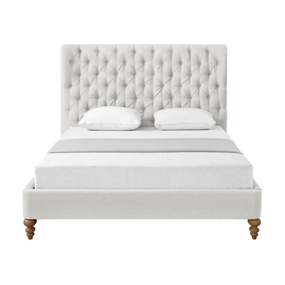Shabby Chic Belrose Linen Cream White King Bedframe with Tufted Headboard SBD253-03CWK-HD - The Home Depot Shabby Chic Belrose Linen Cream White King Bedframe with Tufted Headboard SBD253-03CWK-HD - The Home Depot