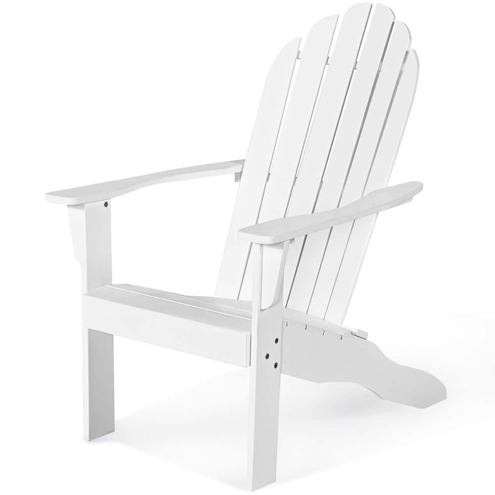 White Outdoor Acacia Wood Adirondack Chair 350 lbs. Solid Wood Garden Chair