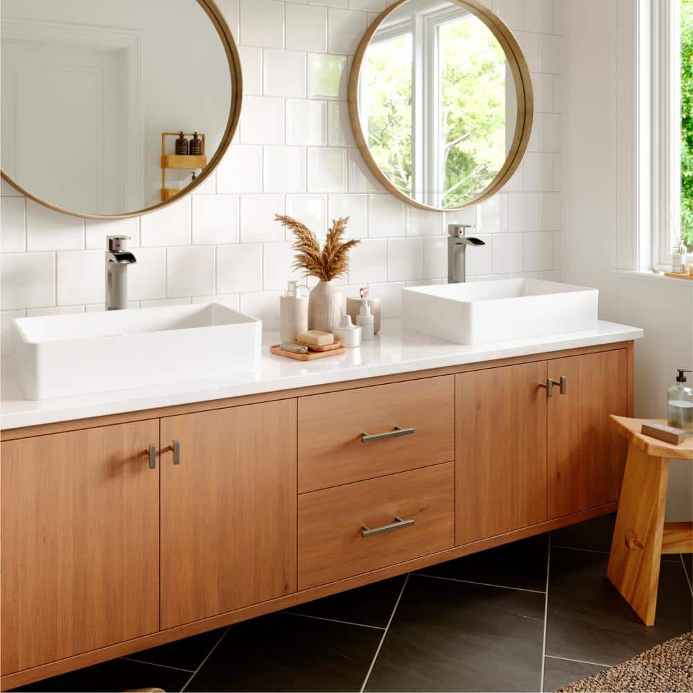 Stainless Steel Single Handle Vessel Bathroom Faucet with Pop-Up Drain