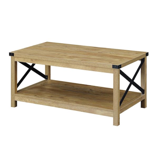 Convenience Concepts Durango 39.25 in.(W) English Oak & Black 18 in.(H) Rectangular Particle Board Coffee Table