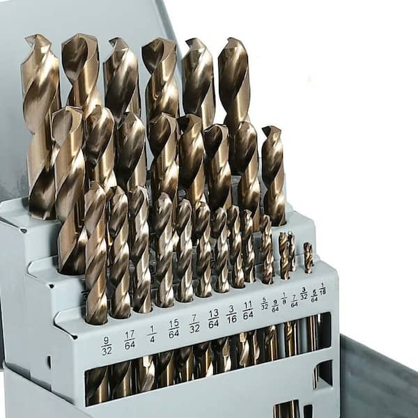 29-Piece M35 Cobalt High Speed Steel Drill Bit Set with Metal Indexed Case for Metal Wood Plastic (1-Pack)
