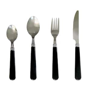 Sensations II 16-Piece with Wire Caddy Black Flatware Set (Service for 4)