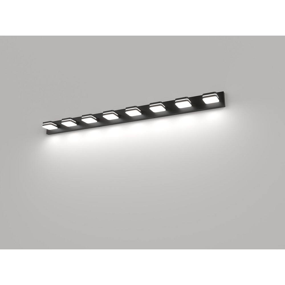 63 in. 8 Light Black Bathroom LED Vanity Light with 5-CCT Adjustable Switch and Acrylic Lampshade