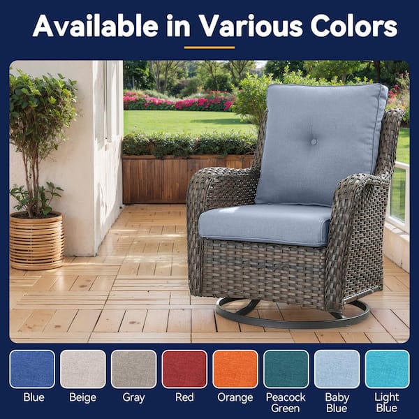 Modern 22 in. x 25 in. 2-Piece Deep Seating Outdoor Lounge Chair Cushion Set in Baby Blue with Center Button (2-Piece)