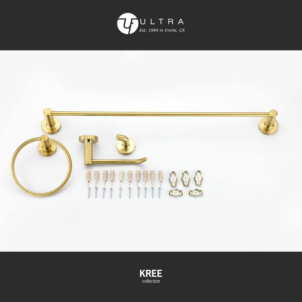 Brushed Gold 4-Piece Modern Bathroom Hardware Set