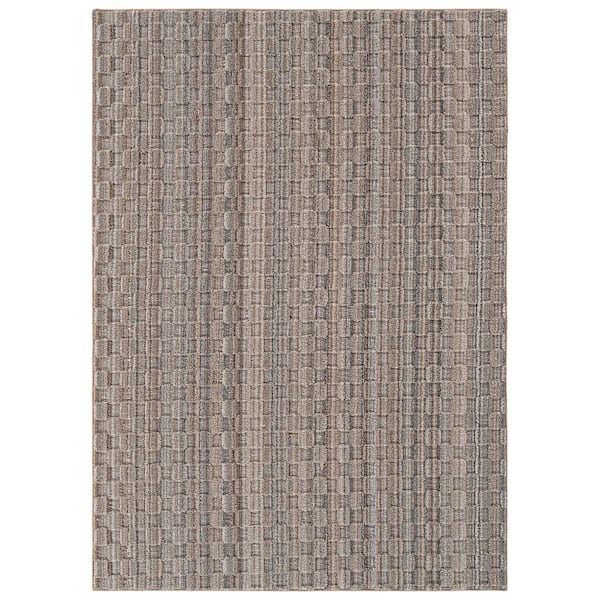 Studio Plush Mesh 5 ft. x 7 ft. Tan/Gray Modern Abstract Area Rug