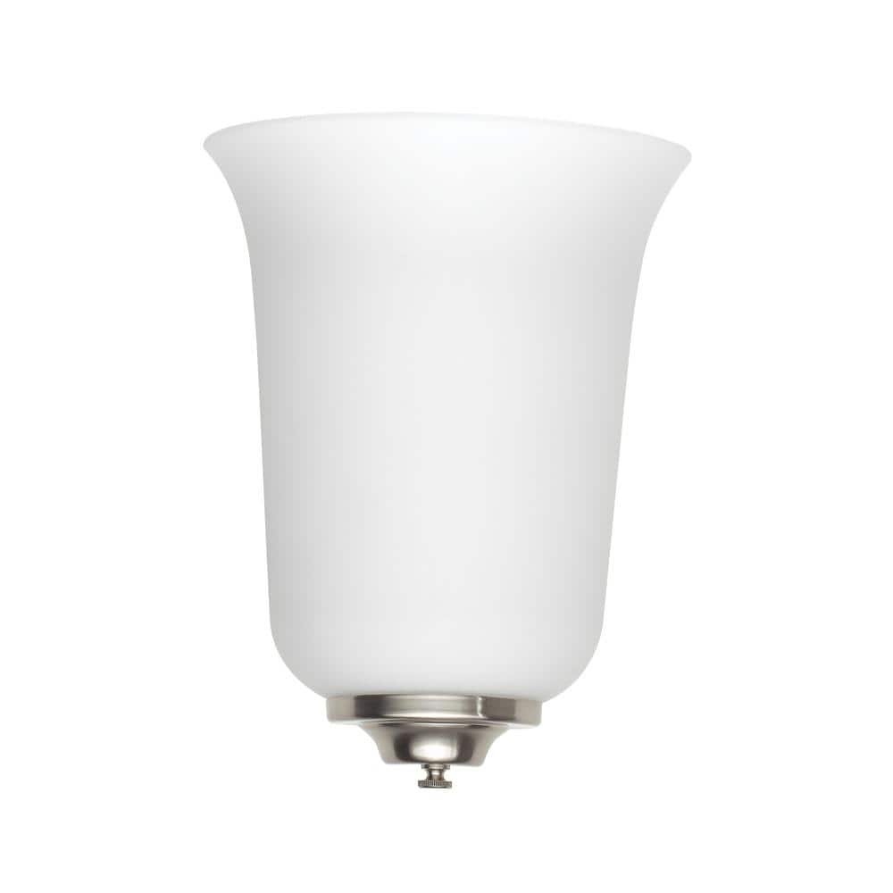 Sea Gull Brushed Nickel 1-Light Energy Star Wall Sconce with White Glass Shade