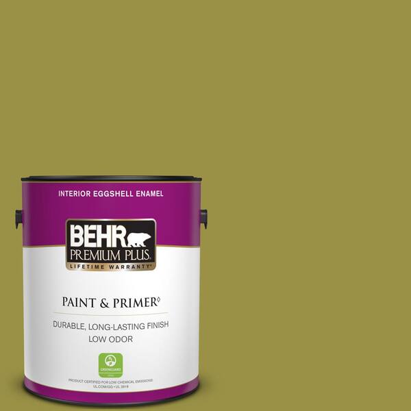 BEHR PREMIUM PLUS 1 gal. Home Decorators Collection #HDC-FL13-8 Tangy Dill Eggshell Enamel Low Odor Interior Paint & Primer