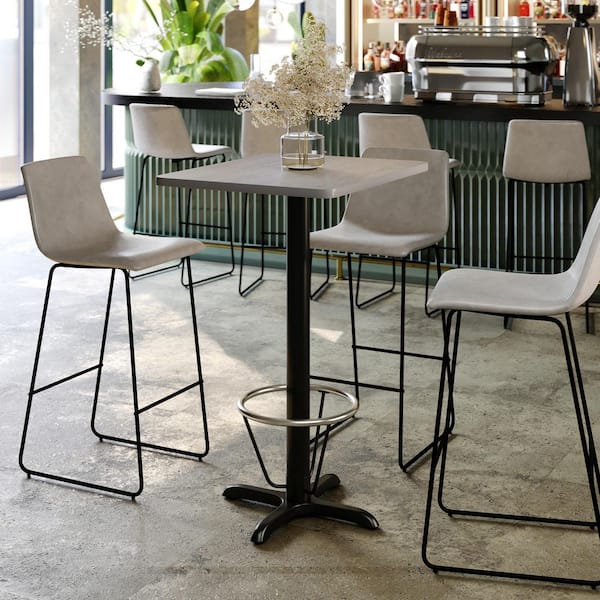 Stiles 24 in. x 30 in. Gray Rectangular Table Top with Black 22 x 22 "X" Style Bar Height Base