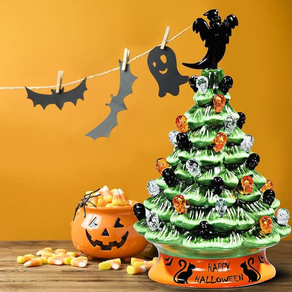 Costway 11.5 in. Green Battery Powered LED Haunted Halloween Tree