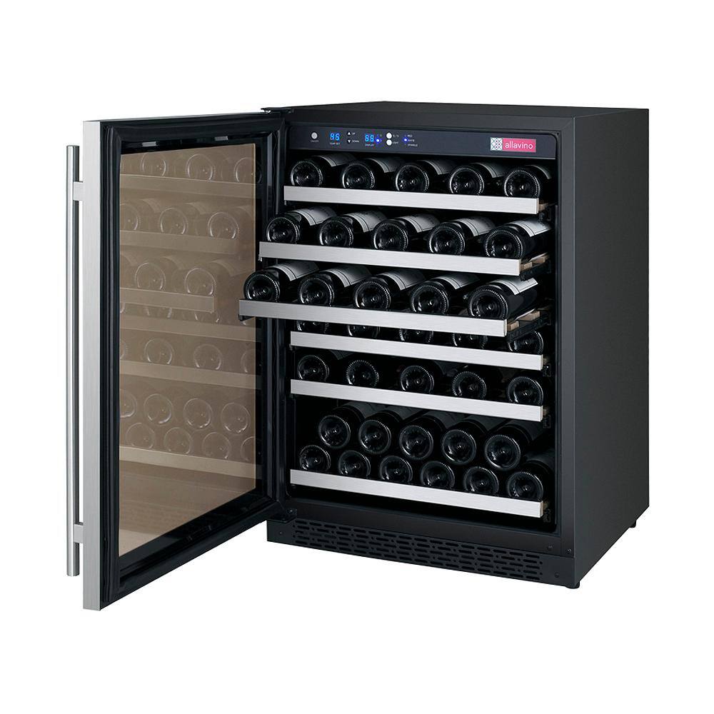 Allavino 56 Bottle Stainless Steel Wine Refrigerator with Interior Lighting