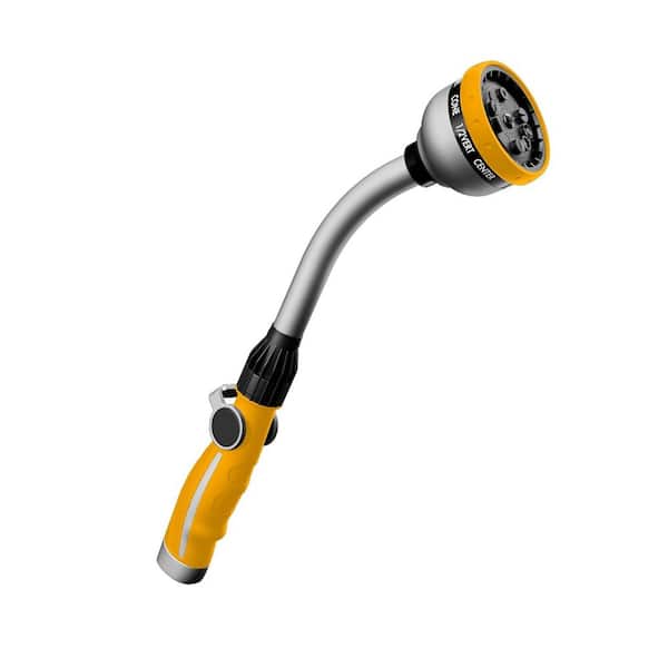 15 in. Yellow Metal Garden Hose Wand-Heavy-Duty Nozzle, 10-Sprays, Thumb Control, Perfect for Baskets and Shrubs