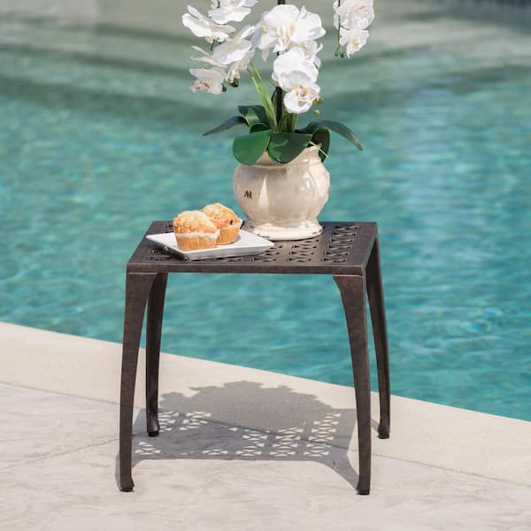 Unbranded Best Selling Outdoor Rectangle Aluminum Side Table, for Patio, Poolside, Bronze