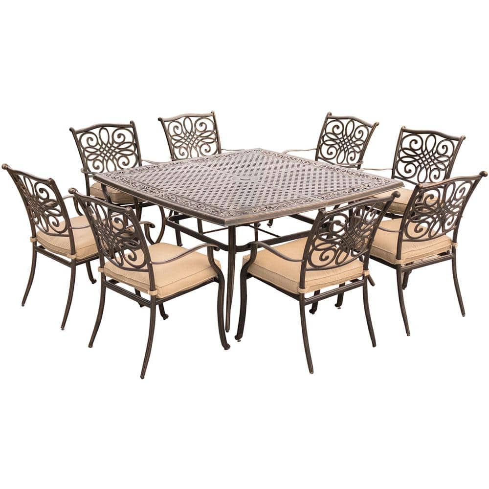 Hanover Traditions 9Piece Aluminium Square Patio Dining Set with Eight