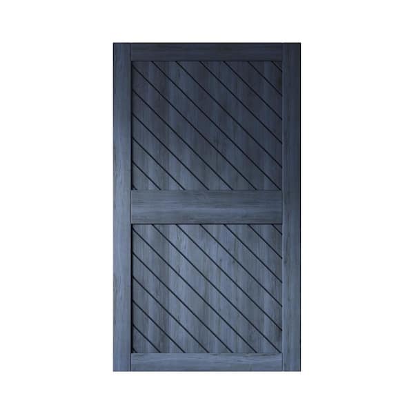 XT2 48 in. x 84 in. C-Panel Solid Core Navy Slanted Stripe Design Pine Wood Interior Sliding Barn Door Slab