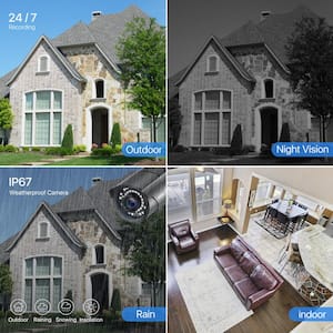 8-Channel 1080p 2TB DVR Home Security Camera System with 4 Wired Outdoor Cameras, Motion Detection, Night Vision