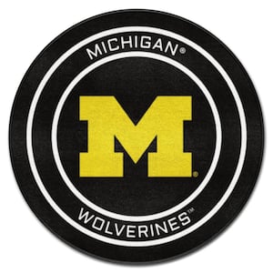 NCAA - University of Michigan Black 2 ft. 3 in. x 2 ft. 3 in. Indoor Round Accent Rug