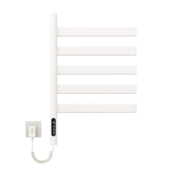 INSTER MOC 5 Bars Electric Plug-In Towel Warmer in White Single Rotatable Towel Rack